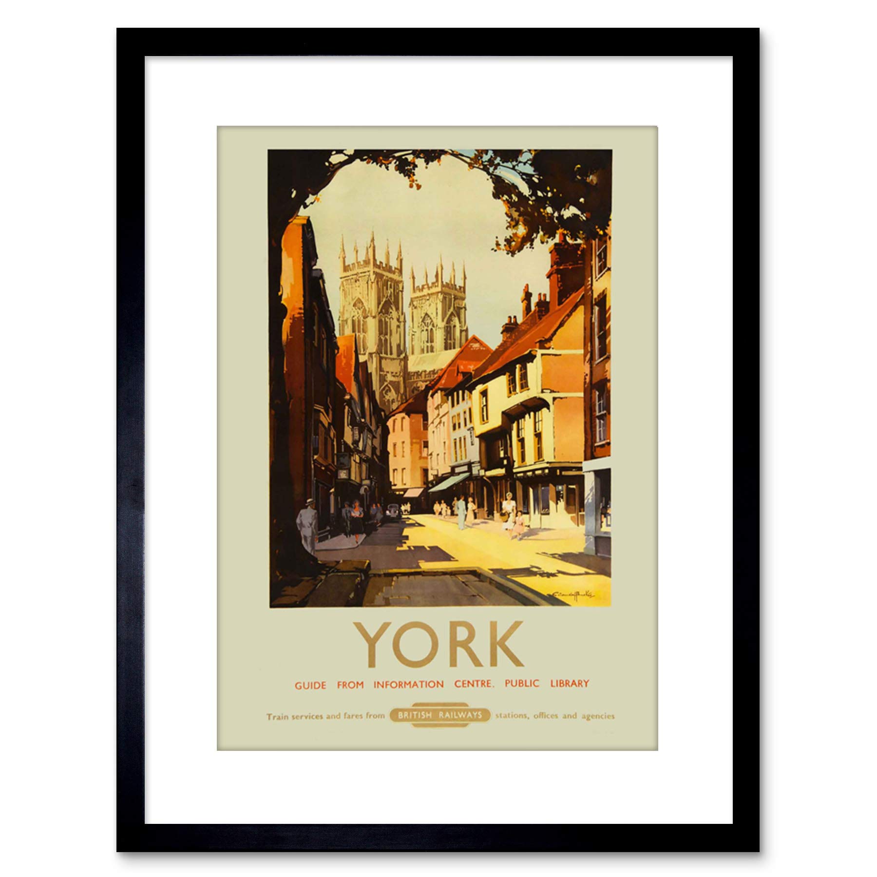 Wee Blue Coo 9x7 '' YORK CATHEDRAL MINSTER SHAMBLES RAIL TRAIN FRAMED ART PRINT F97X1556