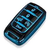 Tukellen for Dodge Key Fob Cover Soft TPU Full Protection Key Shell Key Case Compatible with 2019-2025 Dodge RAM 1500 2500 3500 , 4-5 Buttons(Blue)