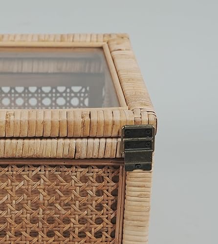 Miniatura 9 de Caja de ratán para decoración del hogar con tapa, rectangular, estilo bohemio costero, apilable, caja de almacenamiento decorativa, hecha a mano de