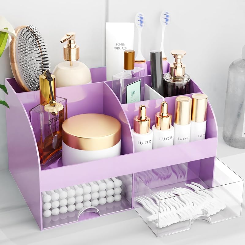 Organizador de maquiagem COMFYROOM com gavetas, plástico ABS, roxo, 1 unidade