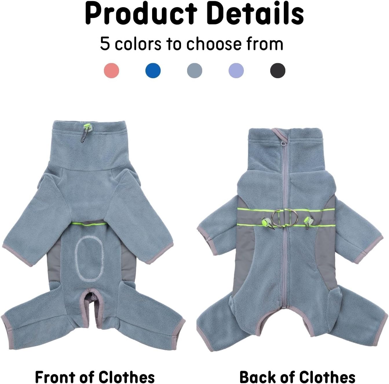 Dog Winter Warm Coats 4-Legs Fleece for Small Medium Large Dogs,High Collar Dog Cold Weather Coat Full Body,Dog Snowsuit Comfort Windproof with Reflective Zipper Leash Hole_2XL(Airy Blue)