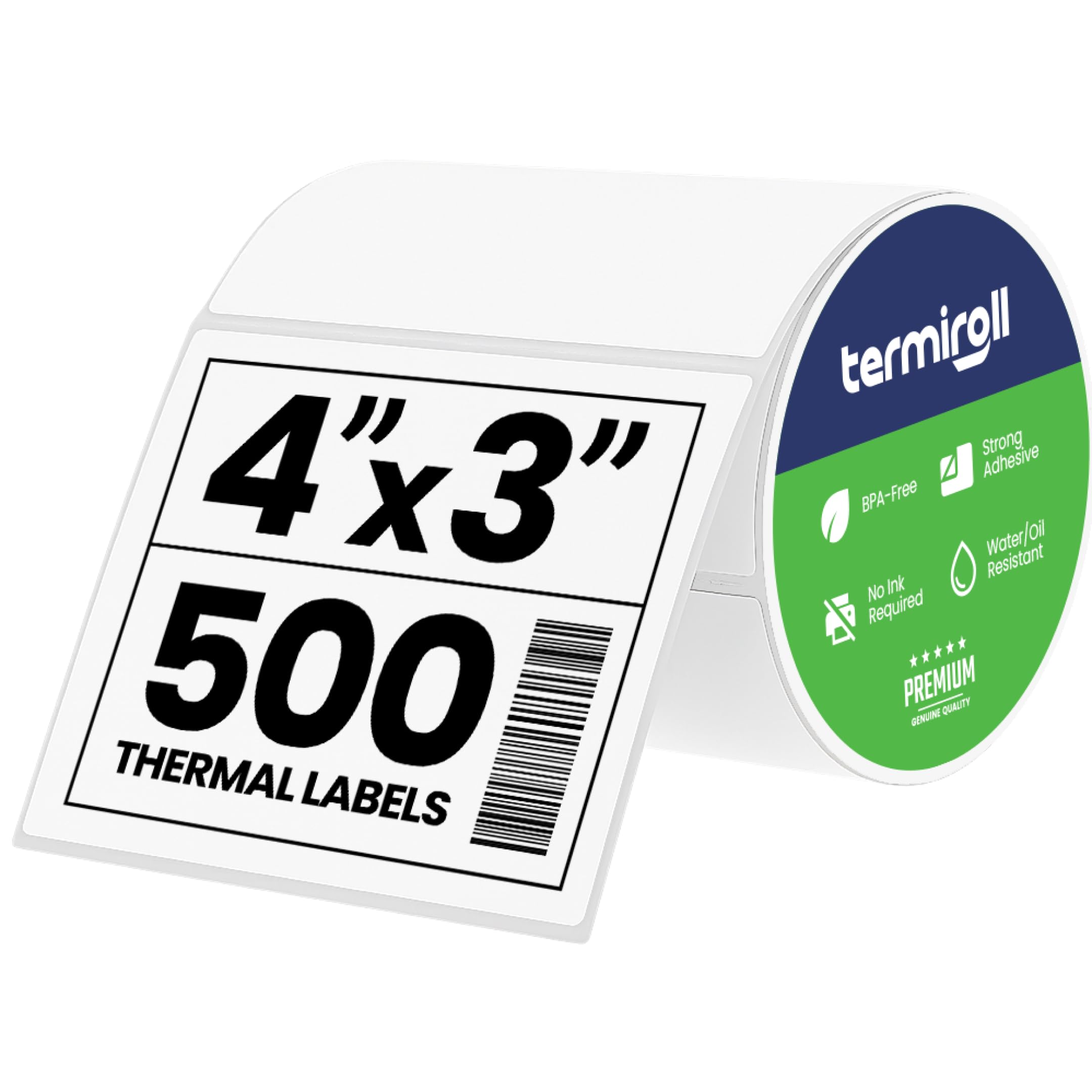 4x3 Thermal Labels for Shipping, Mailing & Multipurpose Label Stickers – 500 Labels/Roll Perforated – Compatible with Rollo,Zebra,iDPRT,Munbyn –