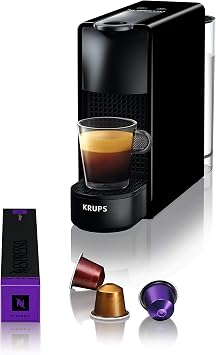 Nespresso Essenza Mini Coffee Machine with Aeroccino, Black by Krups