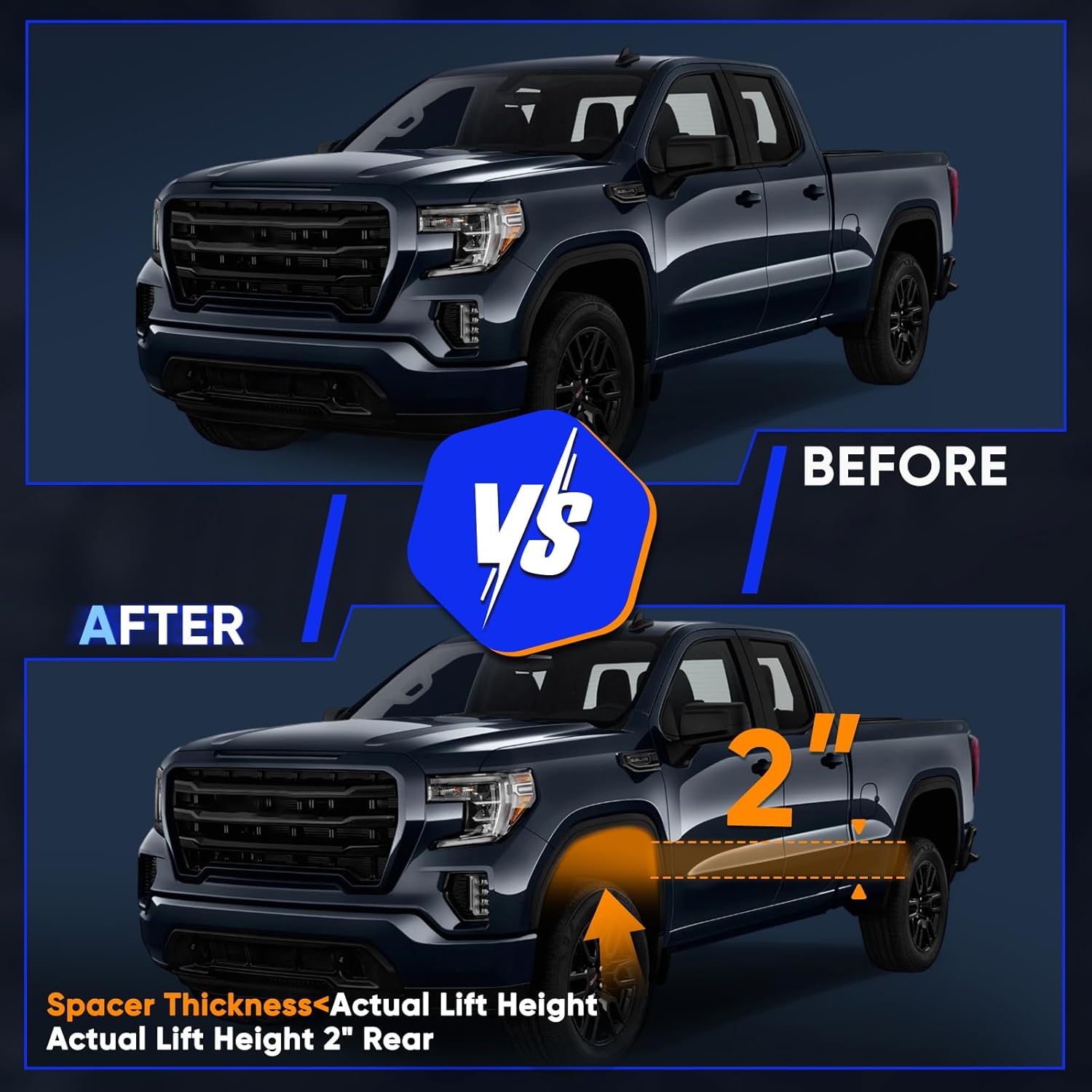 ECCPP 2" Rear Lift Blocks for 2000-2010 for Chevy Silverado for GMC Sierra 1500HD/2500HD/3500HD 8-Lug 2WD/4WD - High-Strength Steel Rear Lift Blocks 9/16th Pin