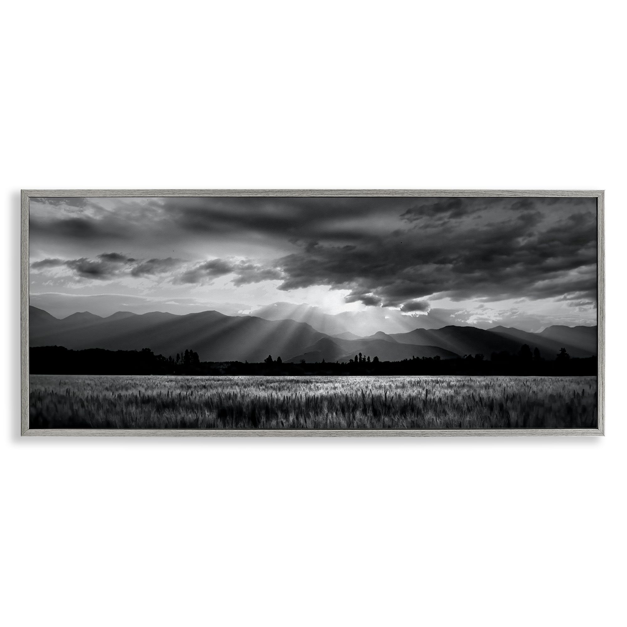 Stupell Industries Farmhouse Gray (Textured) 'Mountain Morning Sunbeams'| Framed Giclee Art