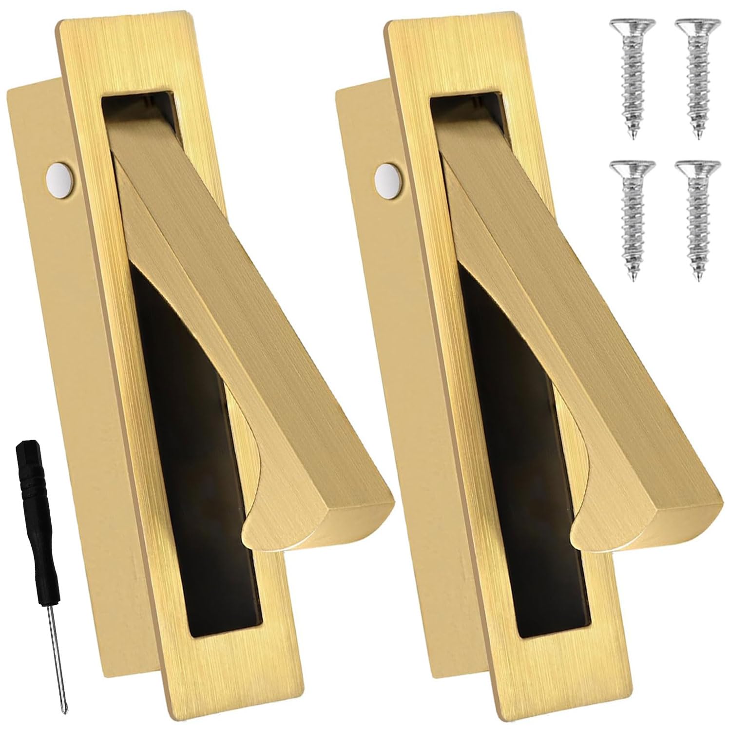 Poignée de porte de poche en acier inoxydable dorée pour placard lot de 2