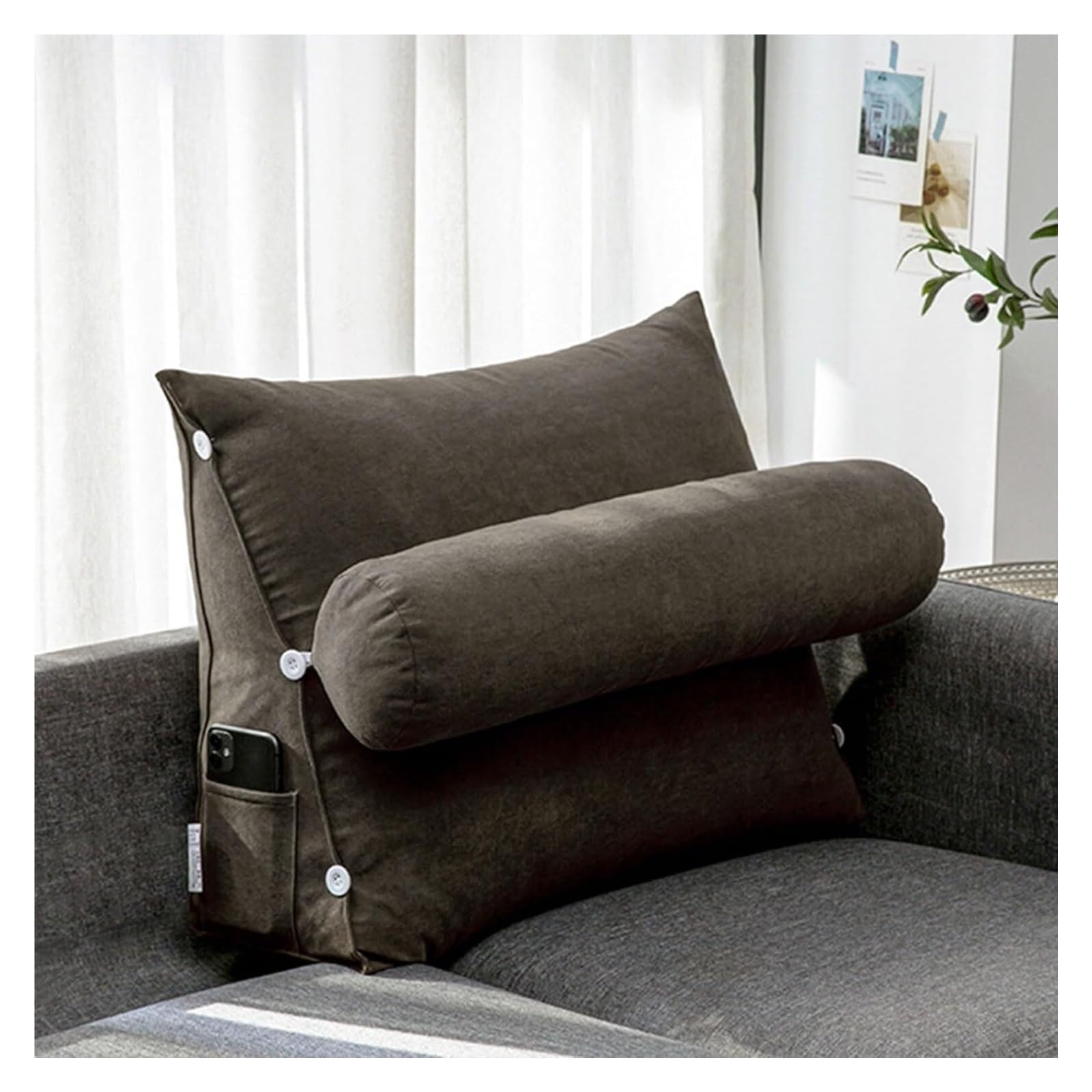 nviusdSJ Reading cushions, With Shredded Memory Foam Lumbar Support Cushion Bed Rest Large Adult Backrest Lounge,Back Rests For Sitting Up In Relaxing(Coffee,45 x 45 x 20 cm)