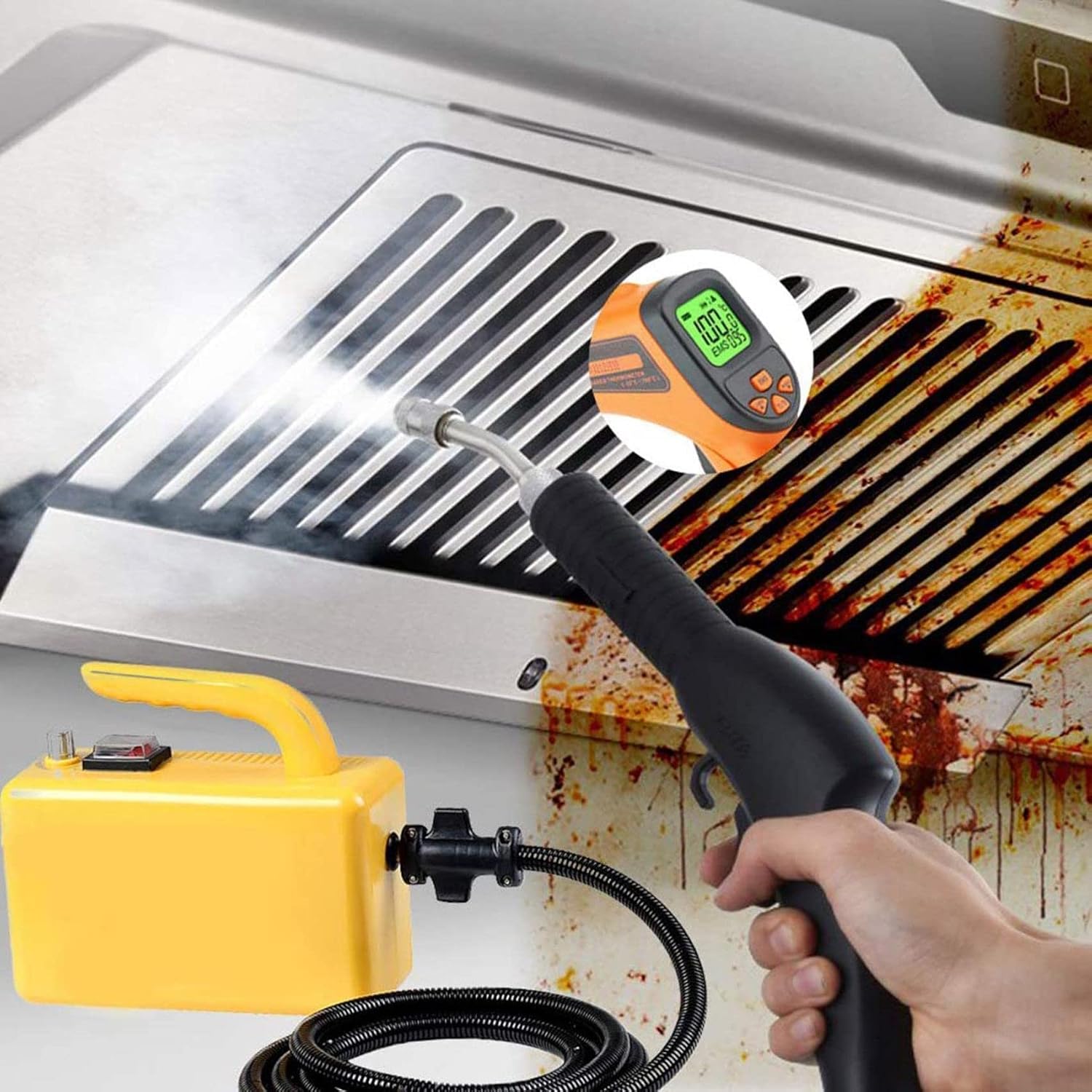Hand-Held Portable Steam Cleaning Machine, Adjustable Automatic Pumping for Kitchen Bathroom Furniture, Windows, Autos (220v)