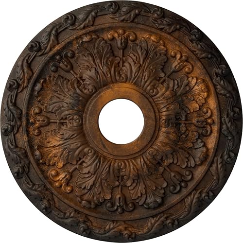 Vista 172 de Ekena Millwork CM19SP Medallón de techo de hojas de resorte, 19 7/8 "OD x 3 5/8" ID x 1 1/4 "P, imprimado en fábrica Imprimación de fábrica.