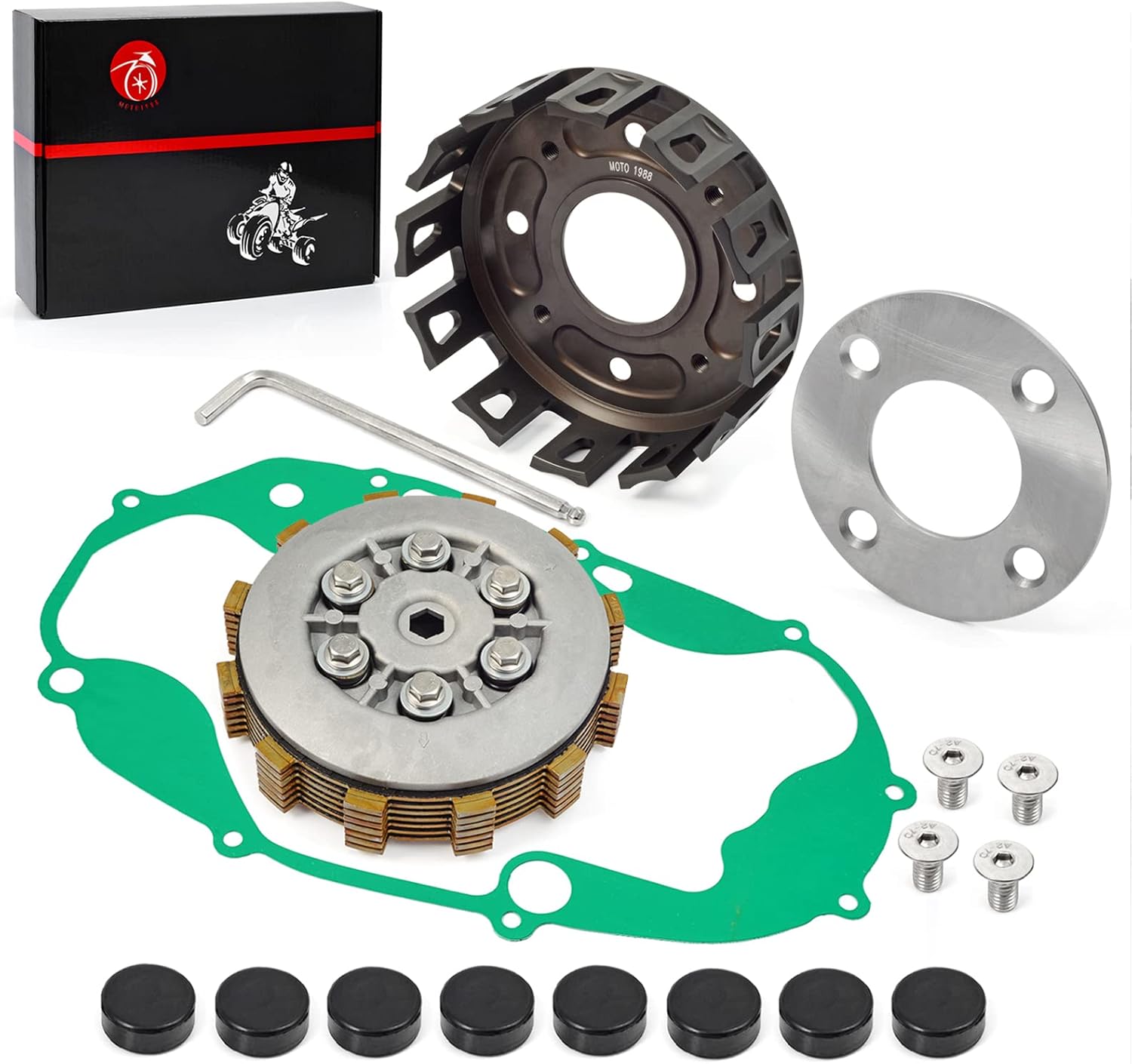 CNC Billet Clutch Basket & Complete Heavy Duty Clutch Kit Center Inner Hub Outer Pressure Plate For Yamaha Banshee 350 YFZ 350 1987-2006 31K-16150-11-00 1A0-16371-00-00