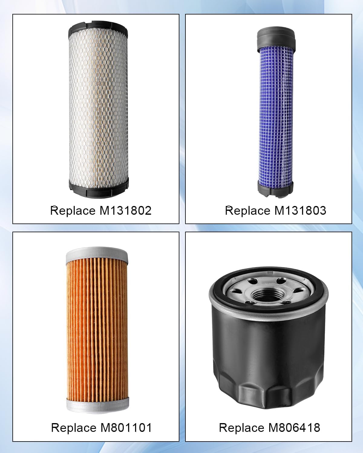 M131802 M131803 Filter Kit Fit for John Deere 1025R 2013-2017 2025R 2013-2018 Utility Tractor 2305 2320, Engine Fuel Oil Air Filter, Replace M801101 M806418