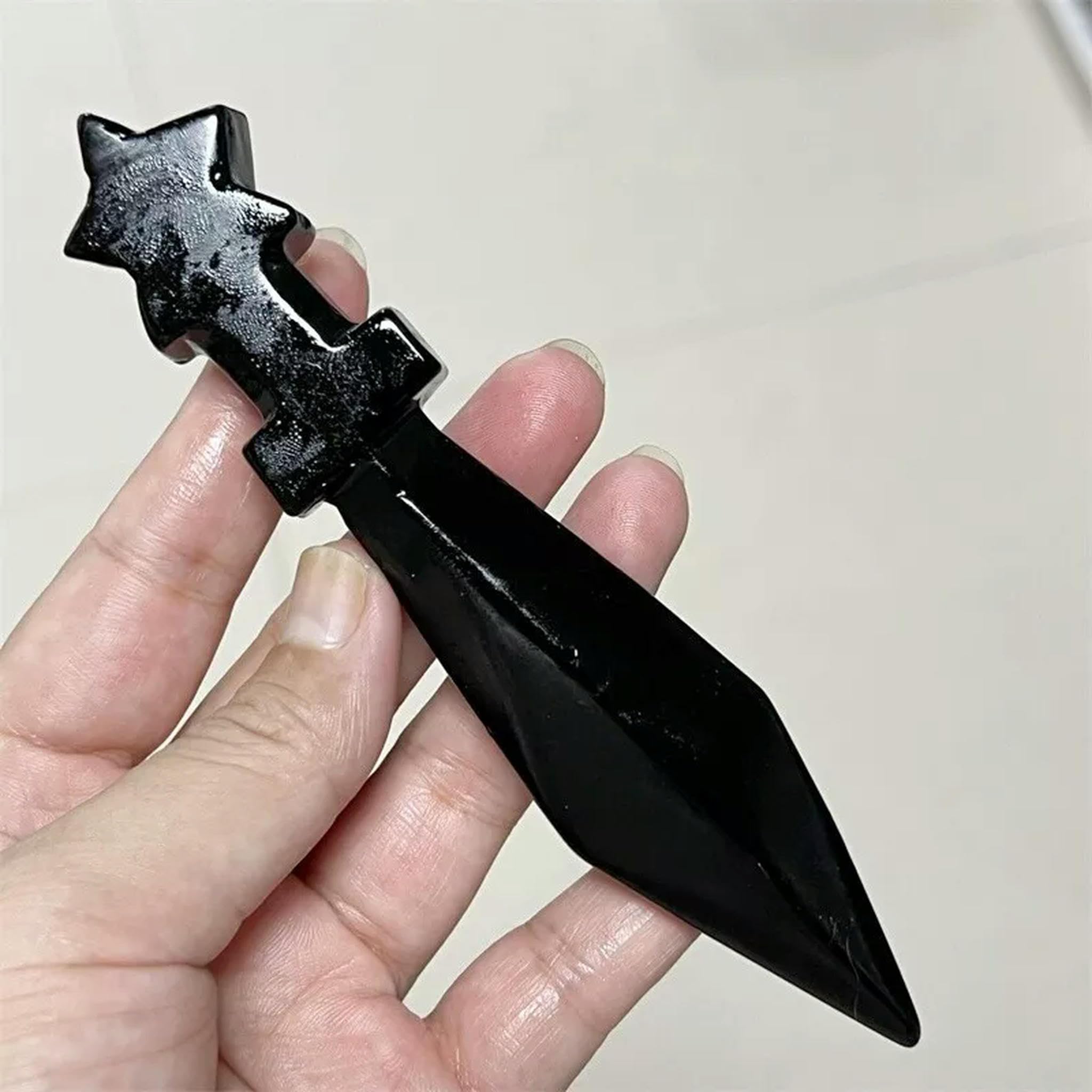 Dague en Obsidienne Naturelle de 5 Pouces et Plus, crâne sculpté, Cristal de Quartz, gemme, 1 pièce