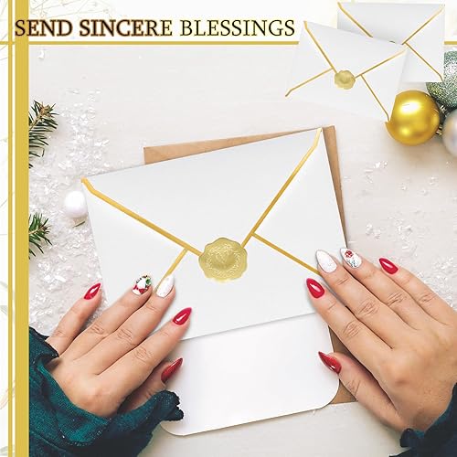 Miniatura 3 de 50 sobres A7 de 5 x 7 sobres de tarjetas con solapa en V con borde dorado para oficina, tarjetas de invitación de boda, tarjetas de felicitación de