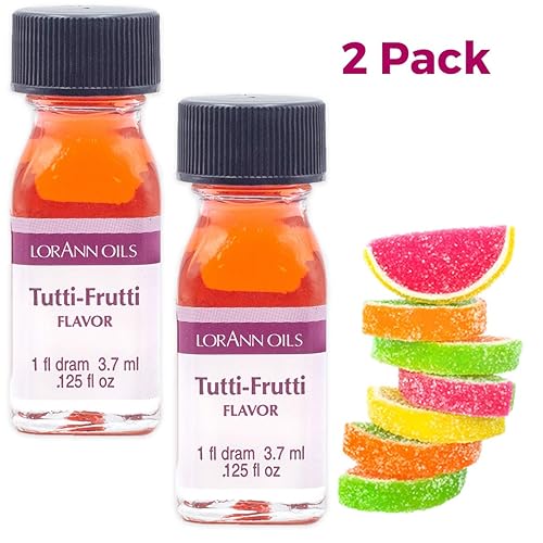 Miniatura 2 de LorAnn Super Strength Tutti-Frutti Flavor, 1 botella de dram (0.0125 onzas líquidas - 0.1 fl oz), paquete de 2, incluye una receta