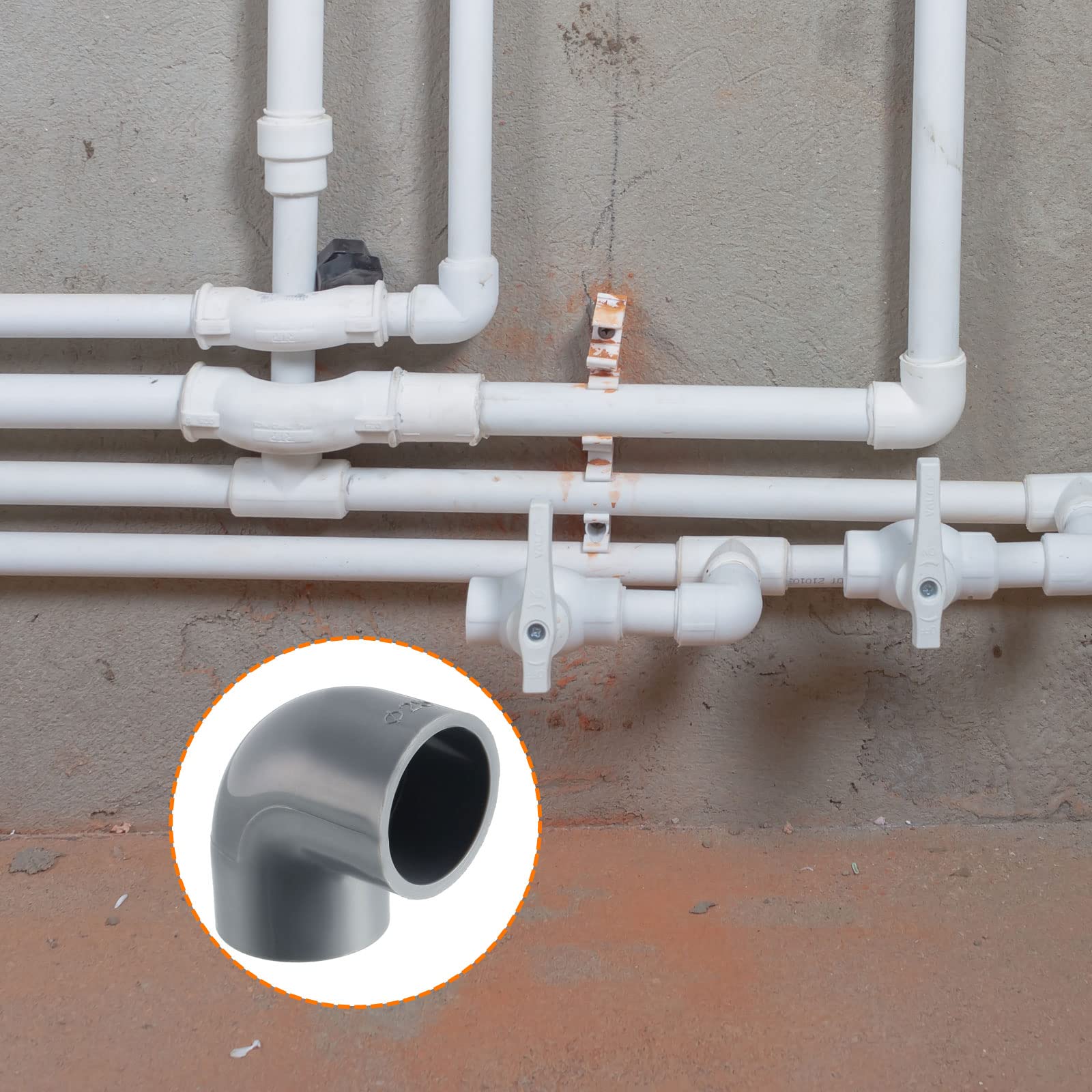 M METERXITY 5 Pack PVC Pipe Fitting, Water Pipe Slip Socket Connector, 90 Degree Elbow Coupling - Image 3