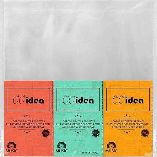 Miniatura 1 de CCidea Fundas exteriores de 100 LP transparentes de 3 mil. Fundas de disco de vinilo de alta densidad de 12.75 x 12.75 pulgadas, almacenamiento de