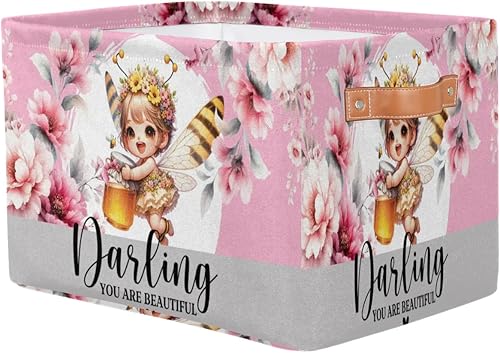 Vista 72 de Cestas de almacenamiento con asas, cubo de almacenamiento rectangular de tela rectangular plegable de juguetes para armario, estantes, lavandería, C