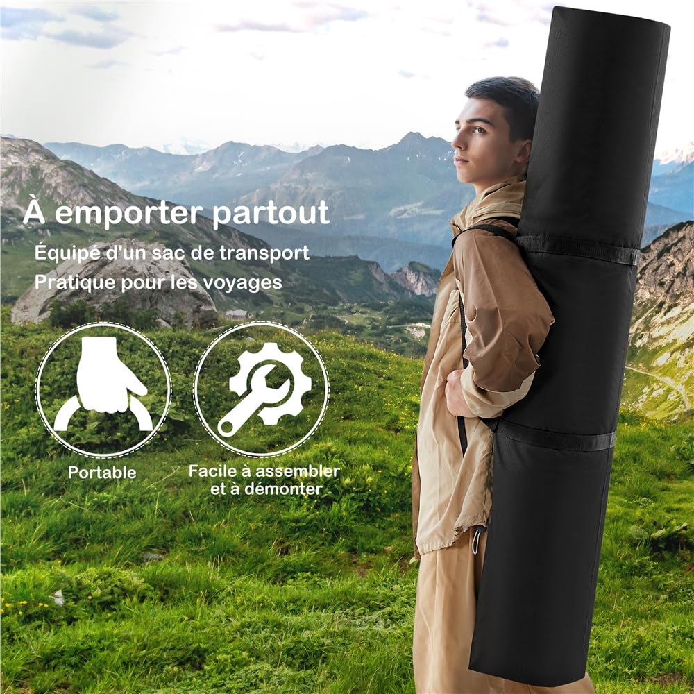 Yaheetech Hamac avec Support en Métal Hamac sur Pied pour 2 Personnes Toile avec Barre Oreiller Sac de Transport pour Extérieur Intérieur Jardin Terrasse Charge 216 kg