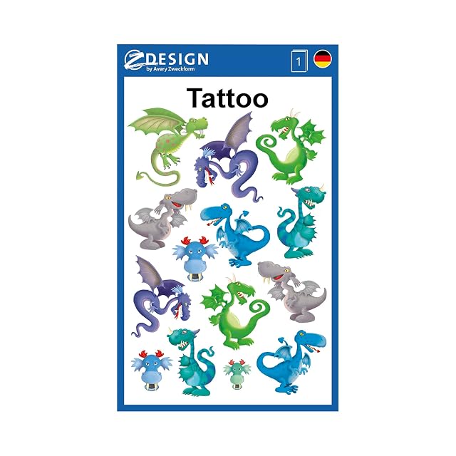 Avery Zweckform Tatuajes 76 x 120 mm Multicolor 1BG, diseño de dragón