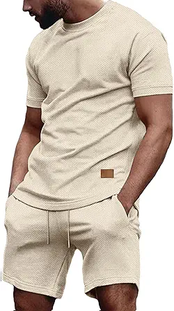Vssjavun Men's Track Suits 2 Piece Outfits Casual Short Sleeve Shirt and Shorts Set Sweatsuit Summer Tracksuit