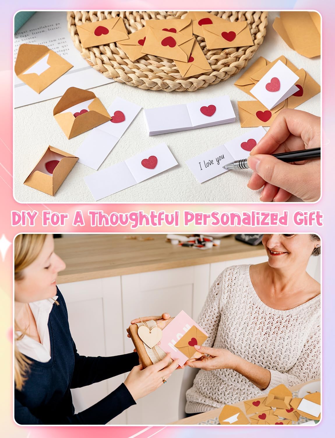 160 Mini Love Notes with Envelopes - Blank Note Cards for Couples, Romantic Gifts for Him & Her, DIY Anniversary & Birthday Gifts for Boyfriend, Girlfriend, Husband, Wife - Cute Long Distance Relationship Gifts
