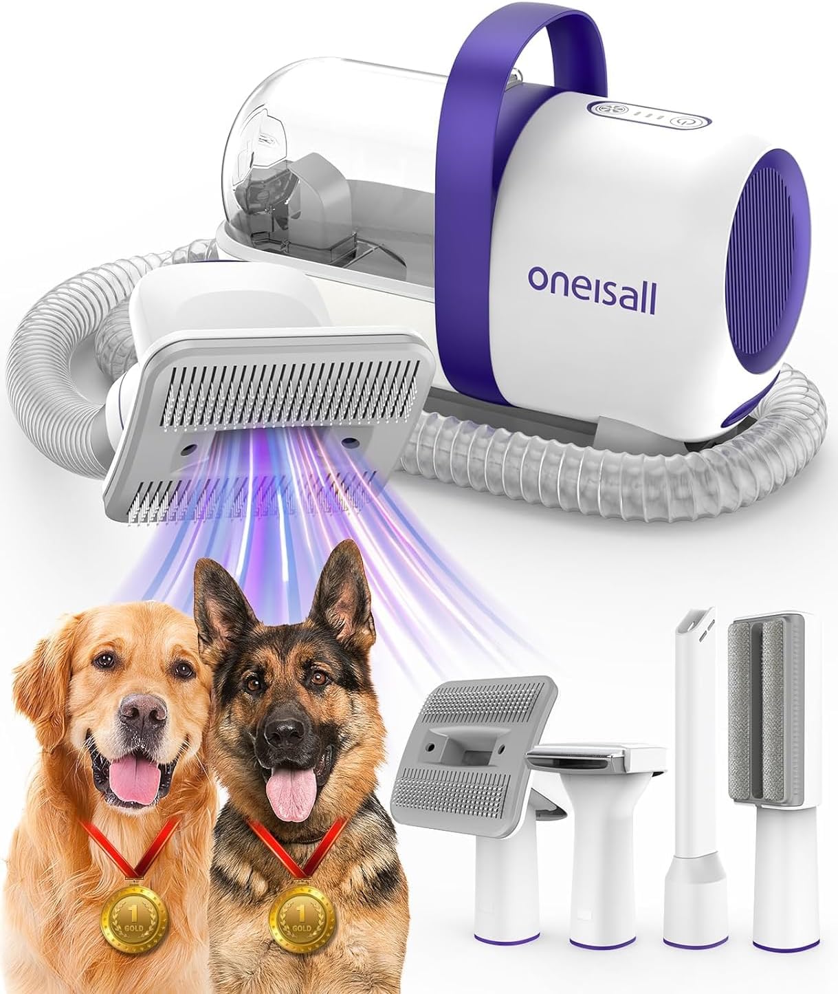 oneisall Dog Grooming Vacuum Kit,Suction 99 Pet Hair,Dog Grooming Brush,Dog Hair Vacuum Groomer