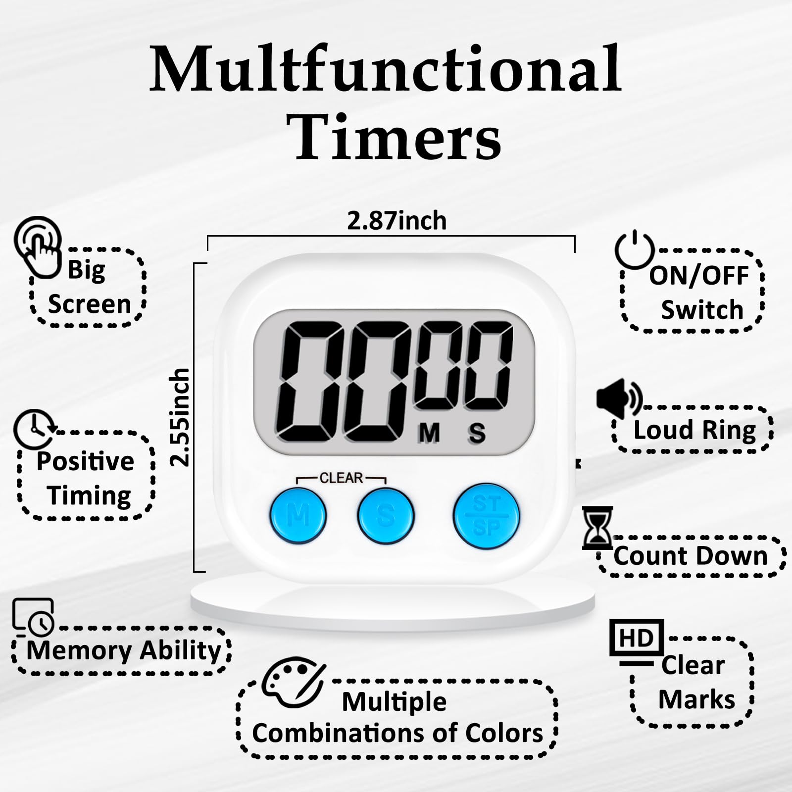 ZILLEEN Klassenzimmer-Timer für Kinder, Klassenzimmer, magnetisch, digital, Küchentimer zum Kochen, Lehrer, Fitnessstudio, Spiel, 12 Stück