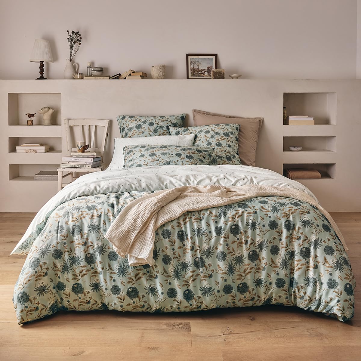 Printed Cotton Satin Duvet Cover, ECLOSION, 140 x 200 cm, ESSIX