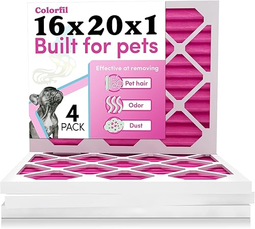 Miniatura 50 de Colorfil - Filtro de aire de 16 x 25 x 1 pulgadas, filtros que cambian de color para olores de gatos y perros, filtro de CA MERV 8 para pelo y polvo