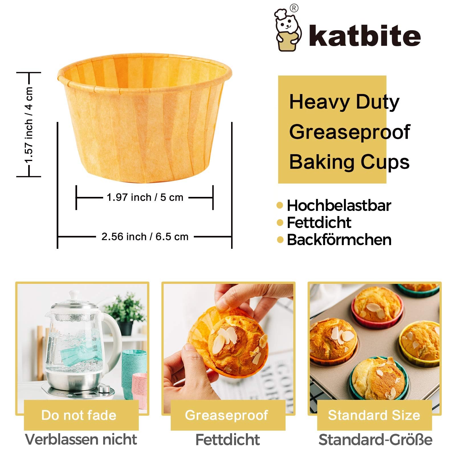 katbite Pirottini per Cupcake 160 pezzi Fodere per muffin Tazze da forno usa e getta resistenti per la festa di Natale Compleanno Tazza per muffin oleata