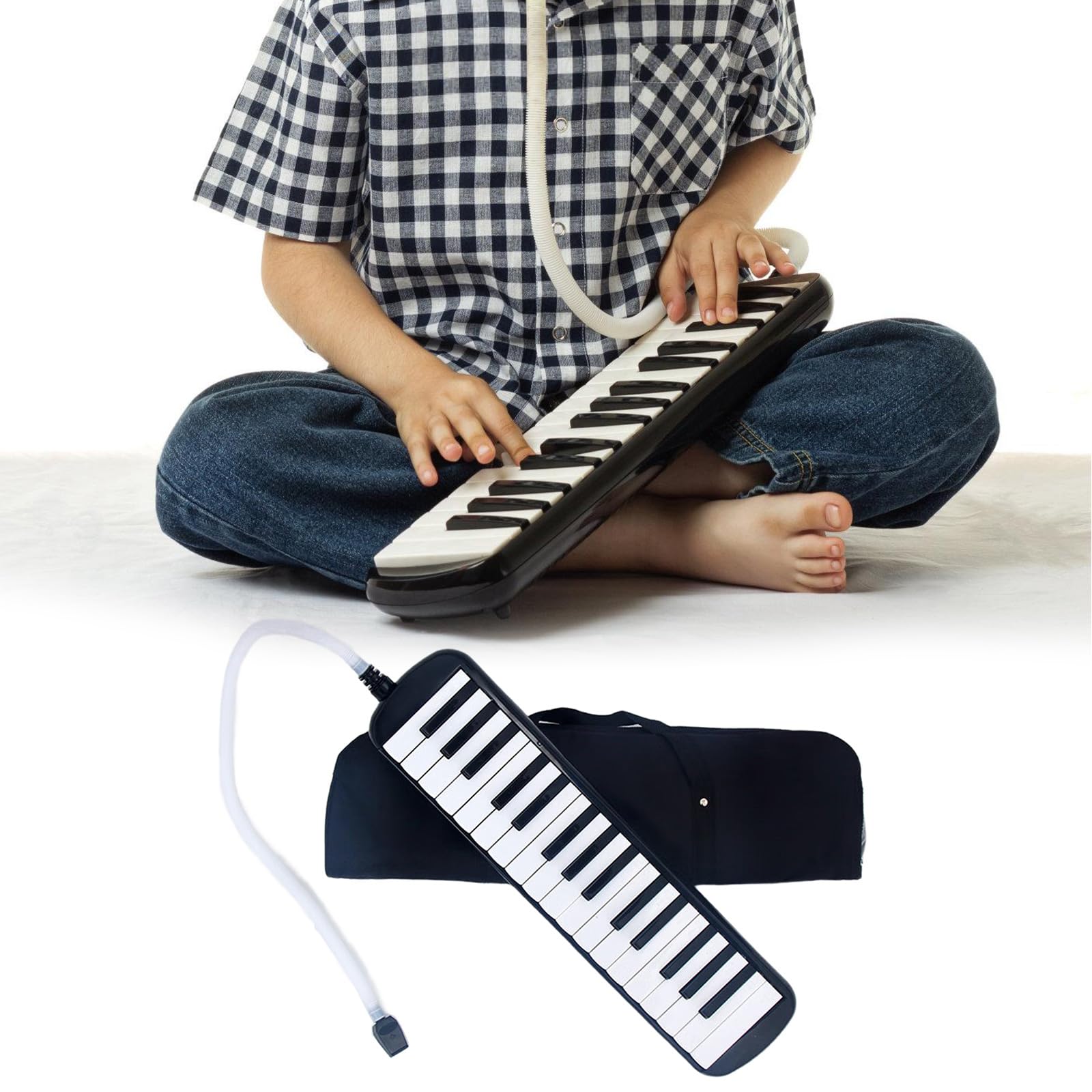 32 Tasti Melodica Strumento Per Bambini Air Piano Tastiera Soprano Melodica Con Tubo Lungo Bocchini Corti & Borsa per il Trasporto