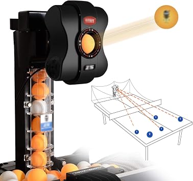 Ping Pong Ball Machine with Practice Recycle Net Table Tennis Robots Different Spin Balls Automatic Training Machine for Ping-Pong Practicing Training Exercise,50W