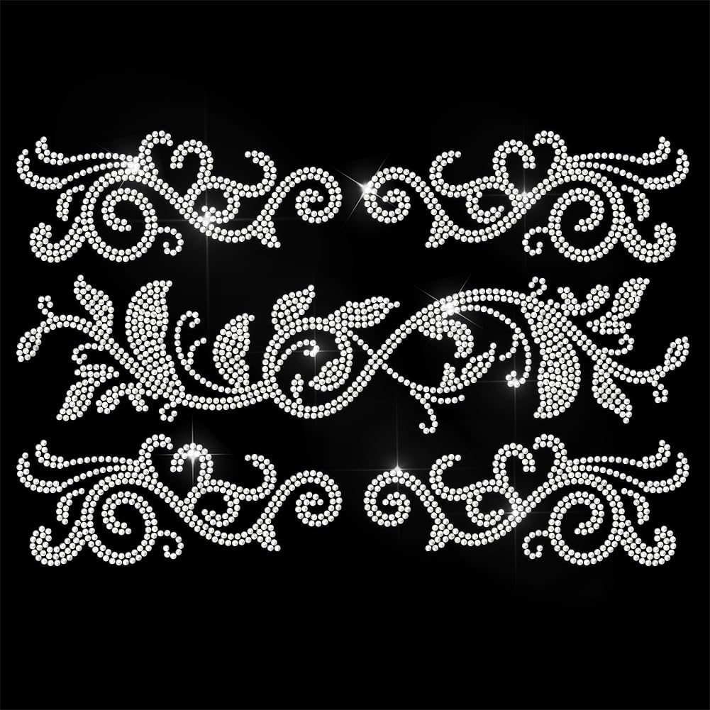 ANATTASOUL Iron On Rhinestone Transfer Sticker 29.7 x 21 cm Crystal Iron-On Sticker Fringe Leaves Hotfix Bling Rhinestone Patch for Clothes Hat Carry Bag DIY Crafts Gifts Festival