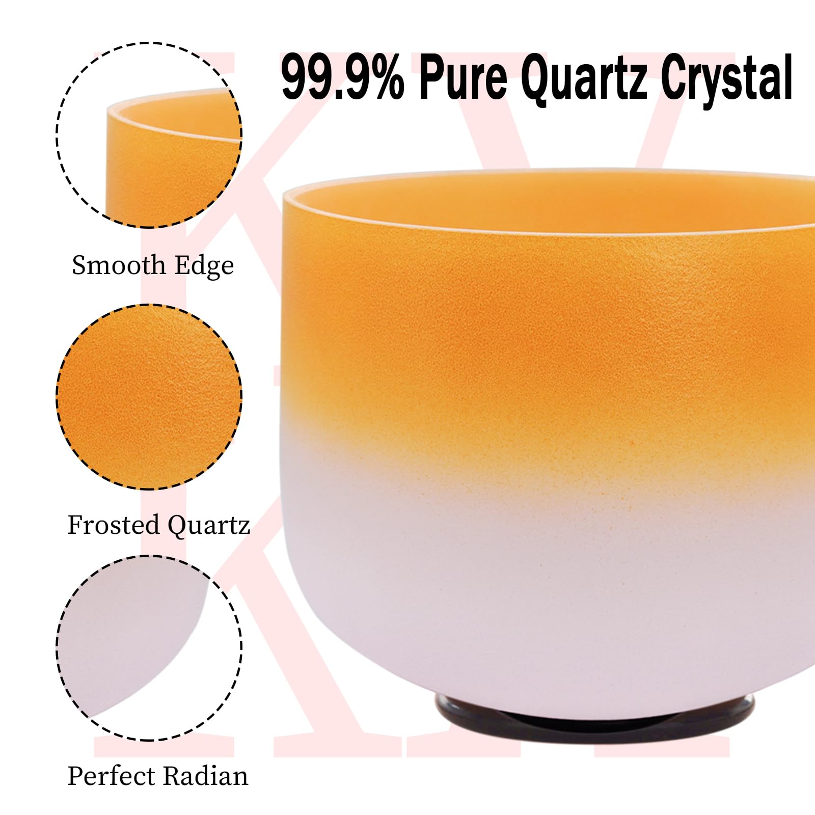 KVKA Bol chantant - 20 cm - Note D - 432 Hz - Chakra orange et rose - Pour yoga, méditation, relaxation, soulagement du stress - Avec sac de transport