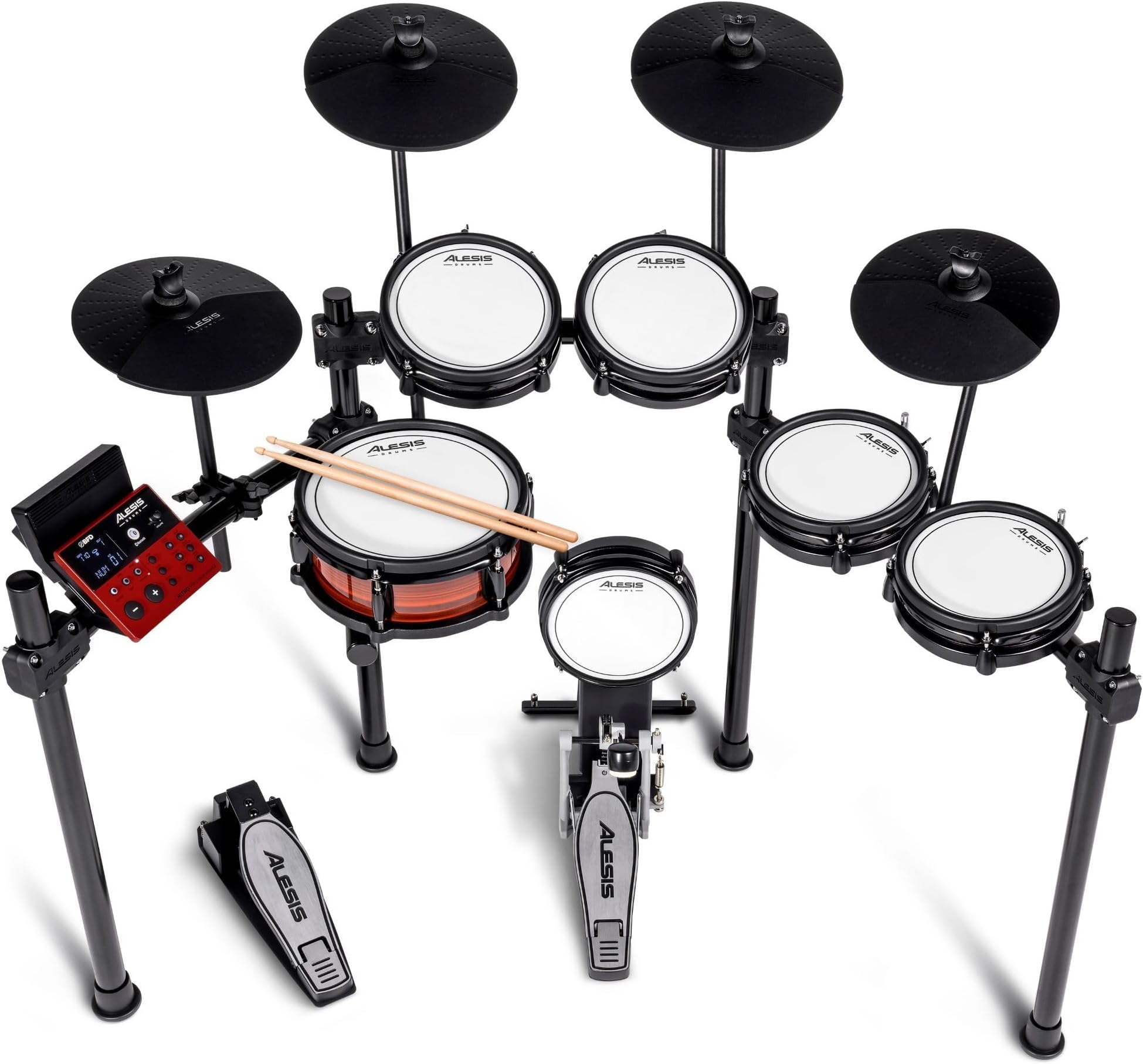 Nitro Pro XL Electric Drum Kit with Dual Zone Quiet Mesh Pads, 500+ Authentic BFD Sounds, Bluetooth, Drumeo, USB MIDI
