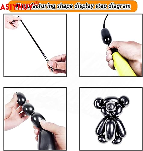 Miniatura 3 de Paquete de 260 globos largos, 100 globos negros de animales torcidos, globos mágicos largos de látex grueso para modelos de animales, Halloween