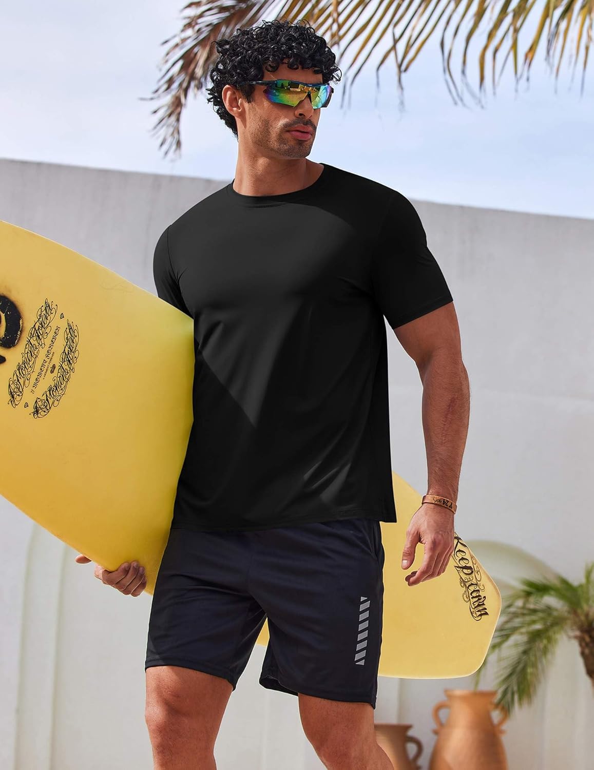 COOFANDY Men's Swim Shirt Short Sleeve UPF 50+ Sun Shirt Rash Guard T-Shirts Quick Dry Beach Shirts Breathable - Image 2