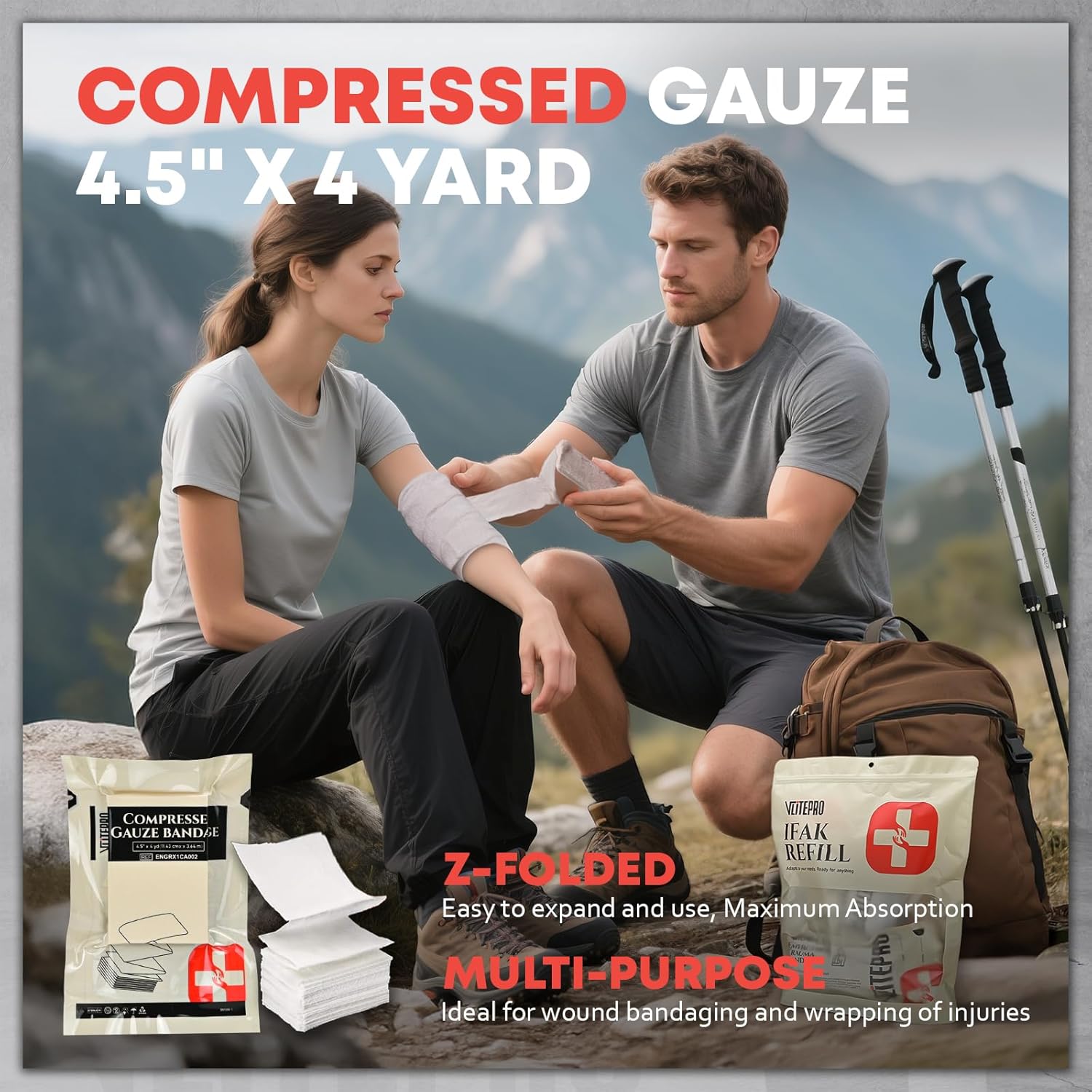 11Pcs IFAK Trauma Kit, First Aid Kit Refill Supplies with Non-Vented Chest Seal, 6" Emergency Trauma Bandage & Compressed Gauze, Tactical Trauma Medical Supplies for Combat Wound Care