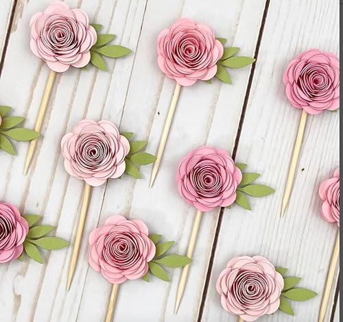 Miniatura 4 de Mverse Flores de rosas polvorientas enrolladas en 3D, decoraciones de flores de papel para marco de caja de sombra personalizado, mini manualidades