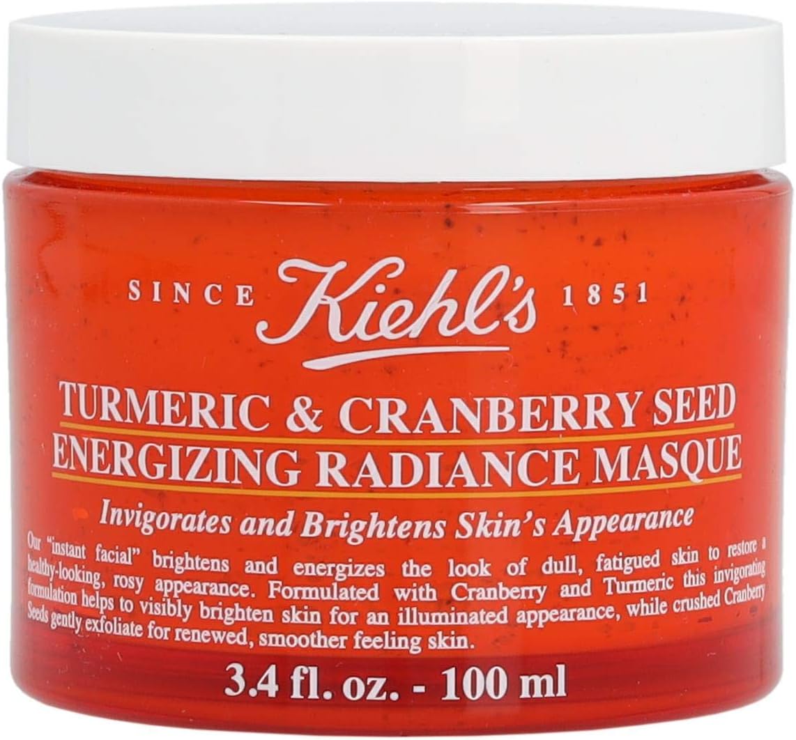Kiehl's Turmeric & Cranberry Seed Energizing Radiance Face Mask, Brightening Facial Mask, Gently Exfoliates, All Skin Types, 100Ml