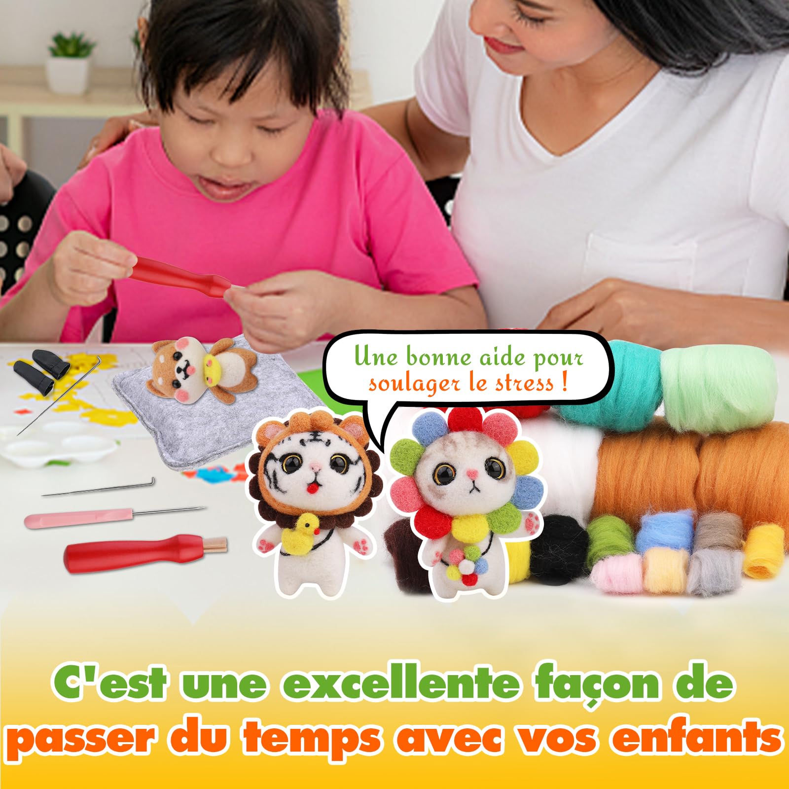 Kit De Feutre Aiguilleté pour Débutants, De Laine Comprend 8 Pièces Instructions pour Animaux Outils De Base De Feutre Mat, Et Fournitures
