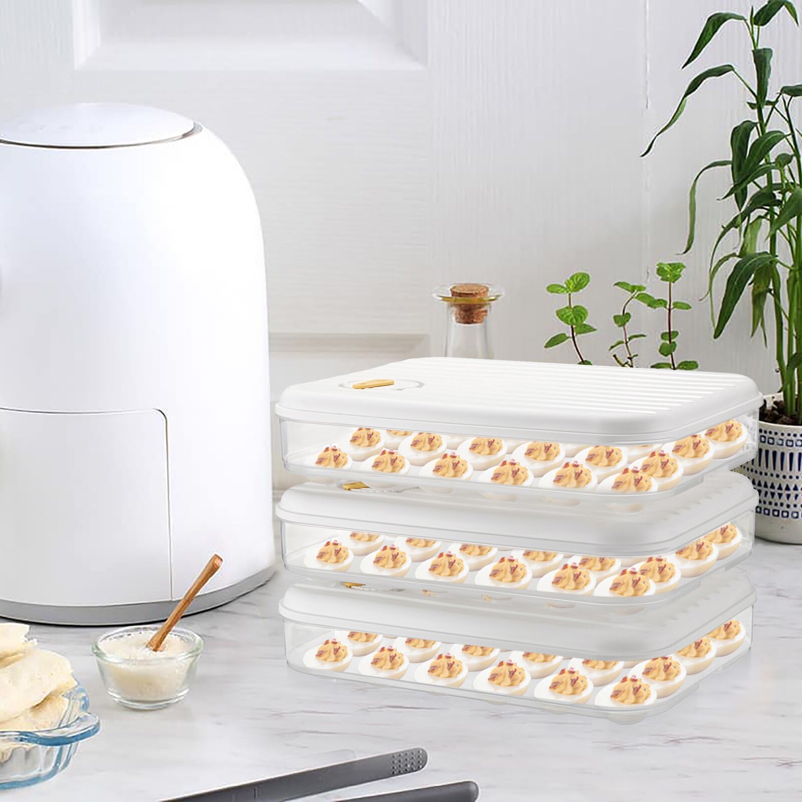 3-teiliger Deviled Egg Behälter Für 72 Eier – Stapelbar, Mit Deckel, Aus Kunststoff Für Kühlschrank & Transport