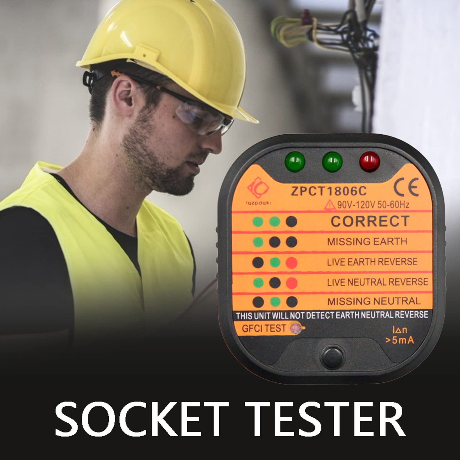 Probador De Enchufes Eléctricos, Detector De Circuito De Enchufes De Red, Herramientas para Equipos Eléctricos, Mostrar Cable Correcto, Polaridad Inversa, Caliente Abierto/Puesta a Tierra