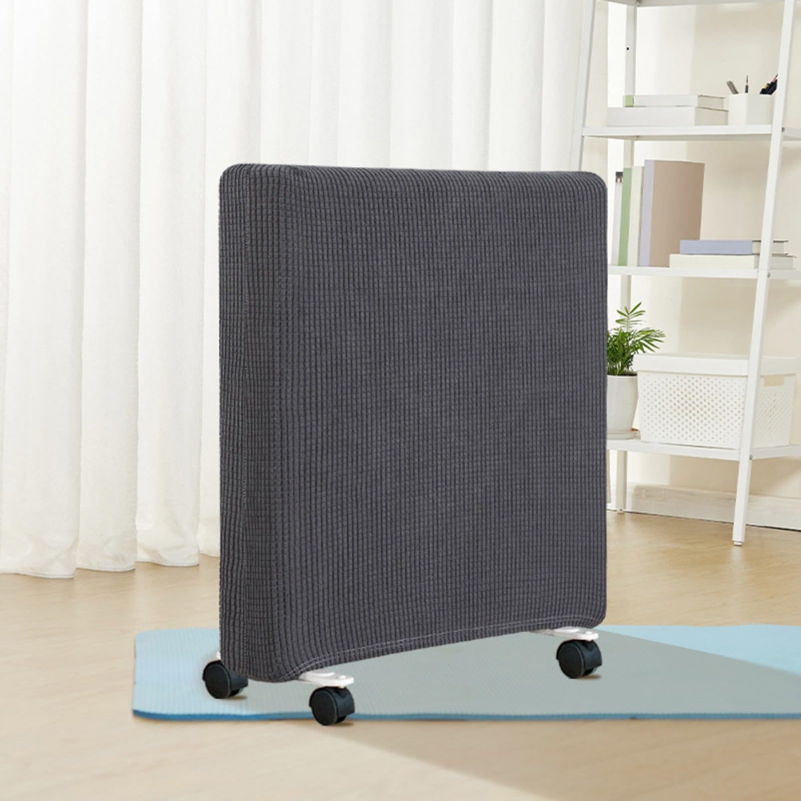 Custodia protettiva elastica per termosifoni in poliestere, traspirante e antipolvere per riscaldamento domestico, con coulisse per una presa sicura, soluzione compatta (grigio scuro S)