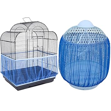 Bonaweite Mesh Bird Seed Catcher, Birds Cage Net Cover, Soft Nylon Skirt with Adjustable Drawstring