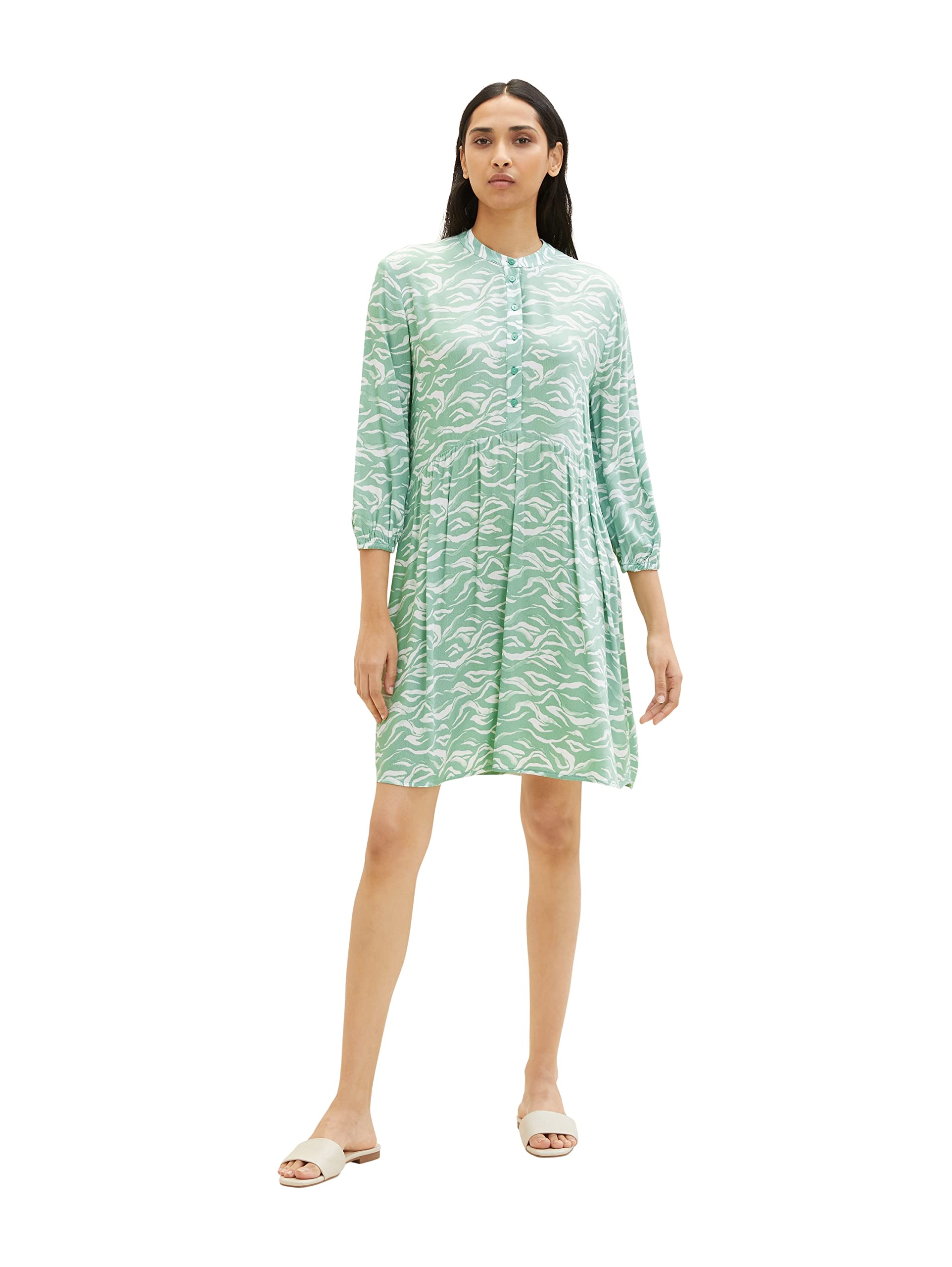 TOM TAILOR Damen dress with pattern and button placket