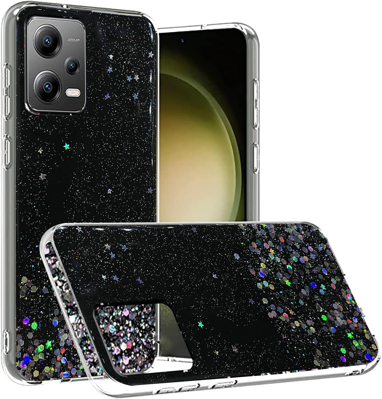 VONZEE® Glitter Case Compatible with Redmi Note 12 5G, Non Moving Glitter Stars Cover Soft TPU + Hard PC Bumper Bling Cover for Women Girls Protective Shockproof Phone Case (Black) (B0CJF81H7Y) Amazon Price History, Amazon Price Tracker