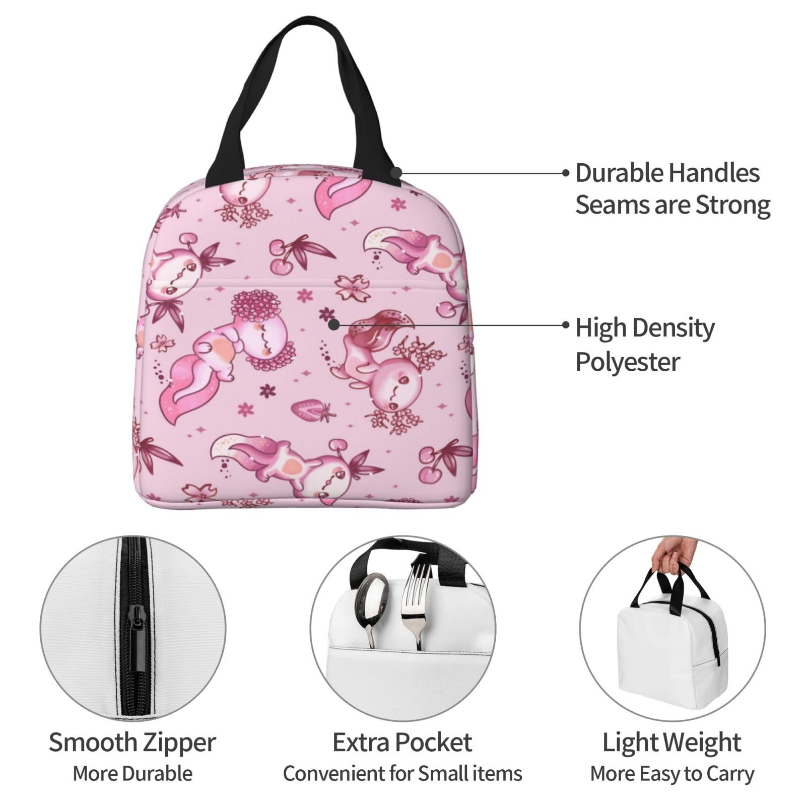 Borsa Termica Per Pranzo Gianlaima Con Motivo Axolotl: Isolata, Capiente E Con Tracolla Regolabile (Rosa E Blu)