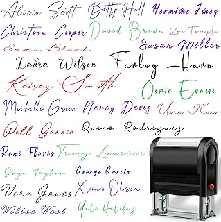 Personalized Signature Stamps for Signing Name Custom Signature Stamps Self Inking Signature Stamp Personalized,Rubber Custromized Name Stamps - Up 5 Colors and Many Cursive Fonts Black