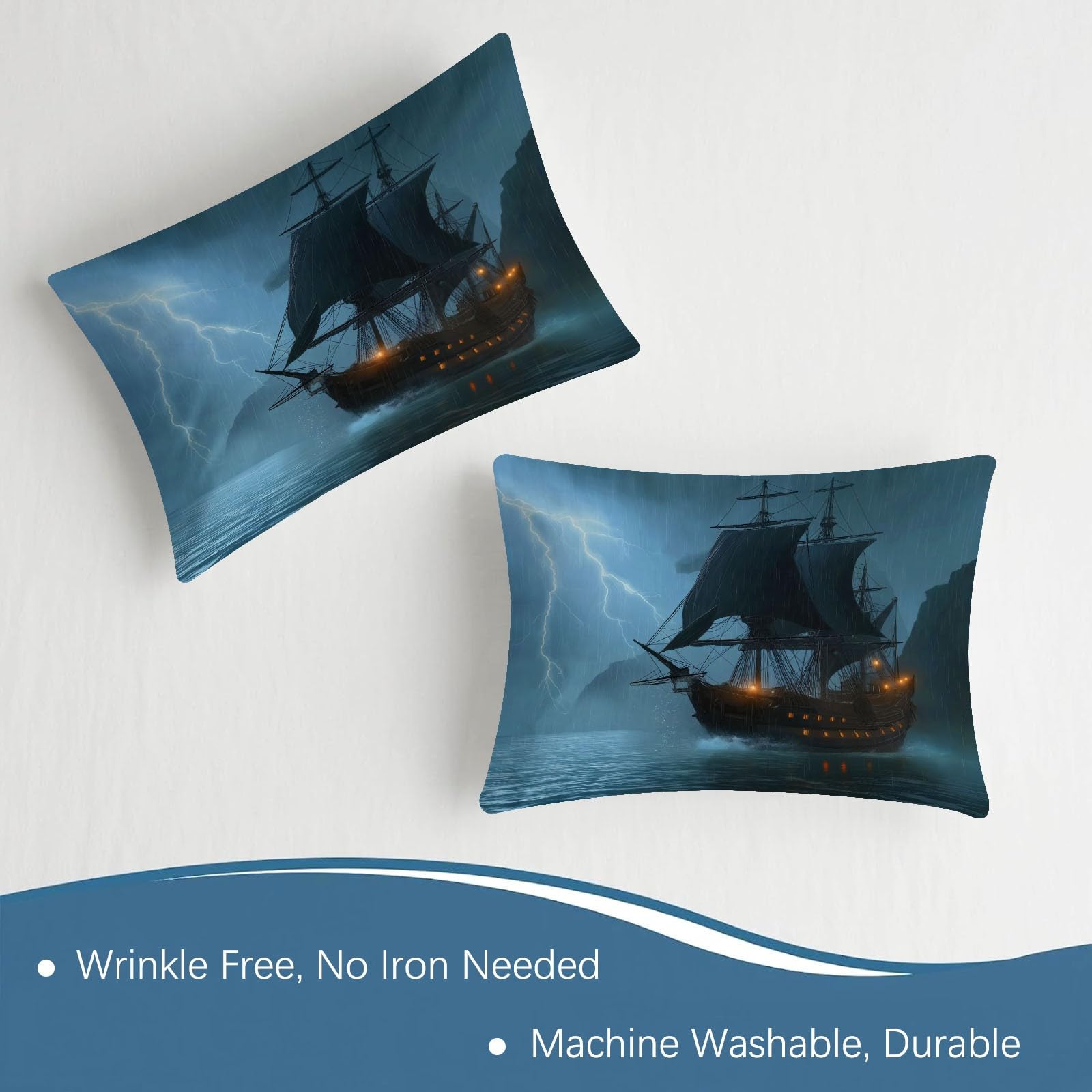 Fantasy Nautical - Juego de sábanas bajeras de microfibra de 180 x 200 cm, tamaño Super King, sábana bajera ajustable decorativa, suave, transpirable, resistente a la decoloración, con bolsillo